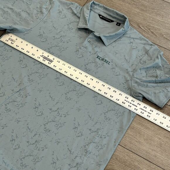 Travis Mathew Golf Shirt Polo Mens XXL 2XL Blue All Over Pattern Tie Dye Preppy - Picture 6 of 8